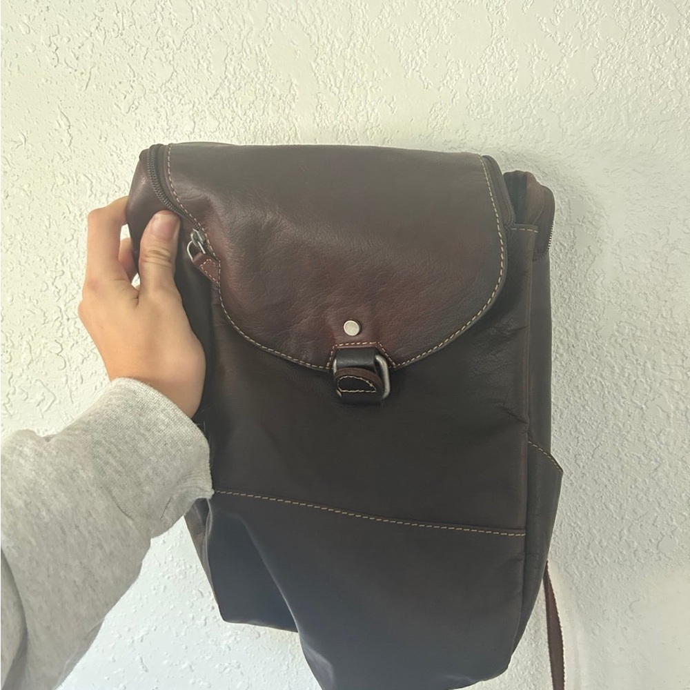 Elegant Dark Brown Women's Leather Backpack